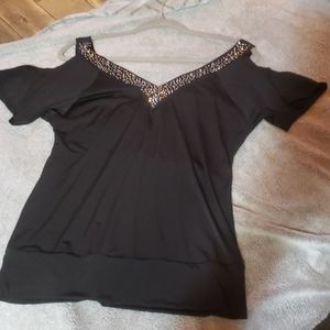 Cold shoulder short sleeve blouse
